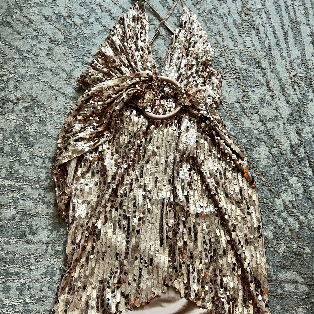 Rose Gold Sequin Cocktail Dress